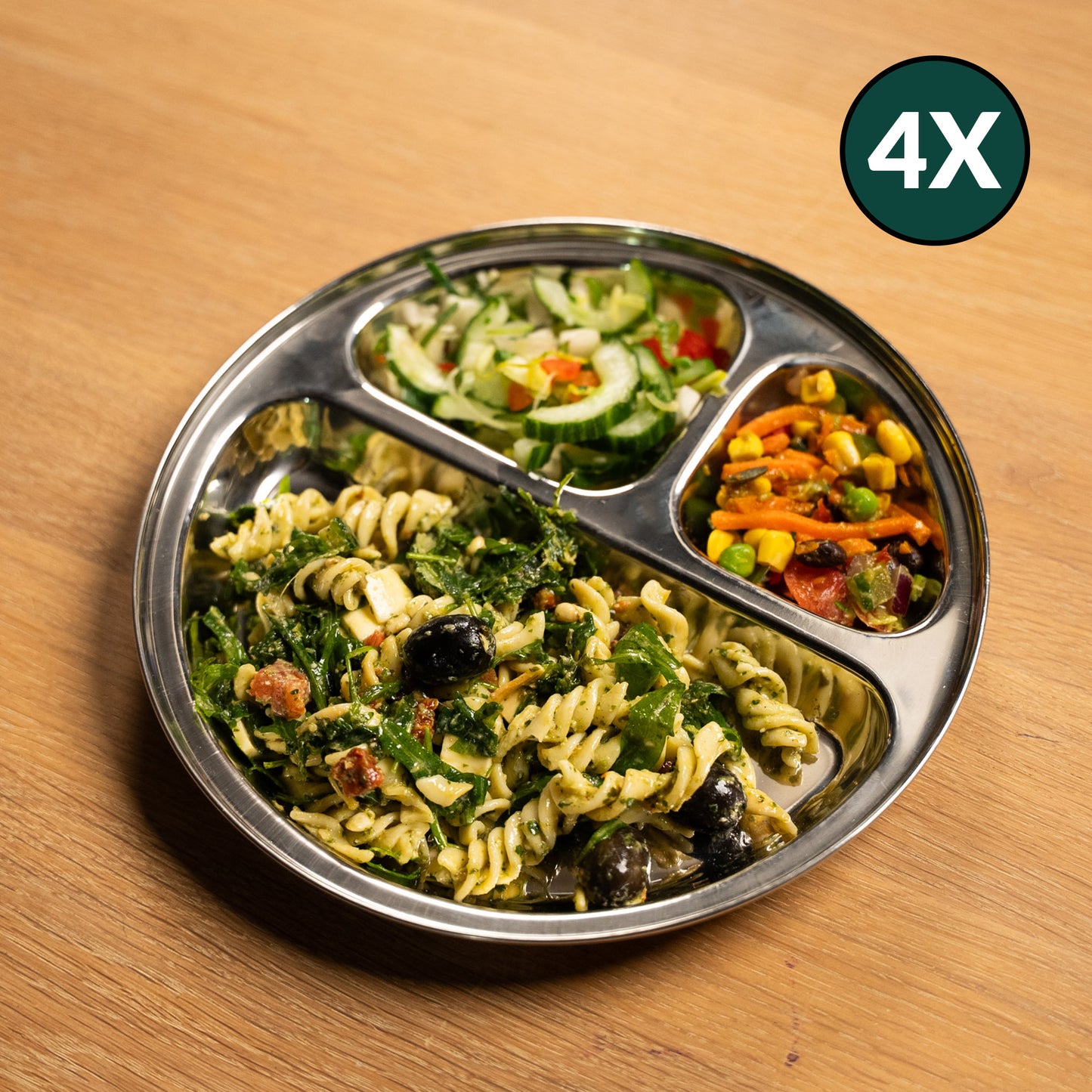 Stainless Steel Children's Plate with Compartments Round