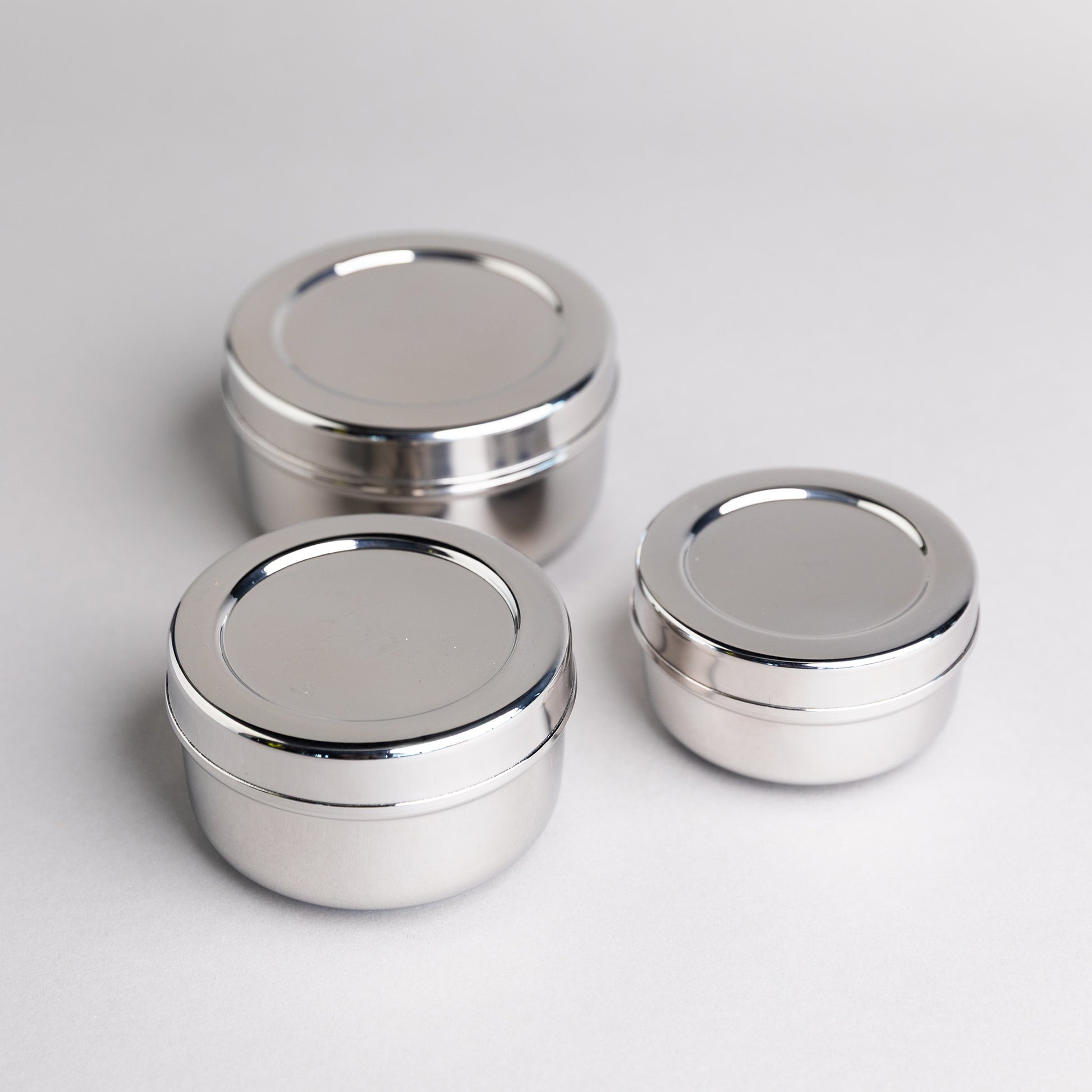 3 RVS snackboxen met deksel