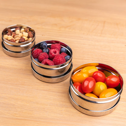 Round stainless steel snack box / fruit box (set of 3)