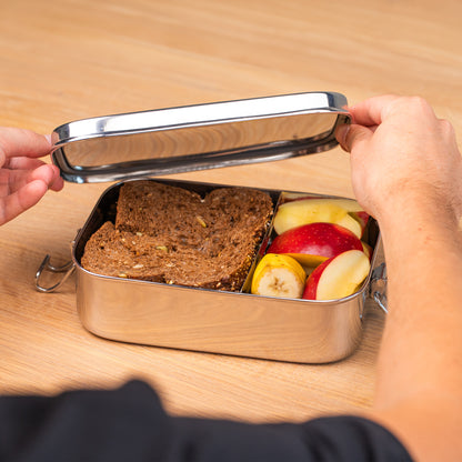 Grande boîte repas étanche en inox avec séparateur