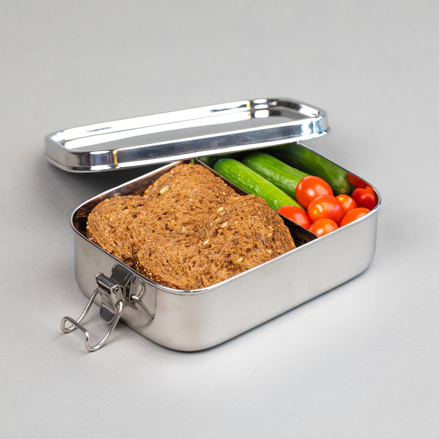 Grande boîte repas étanche en inox avec séparateur