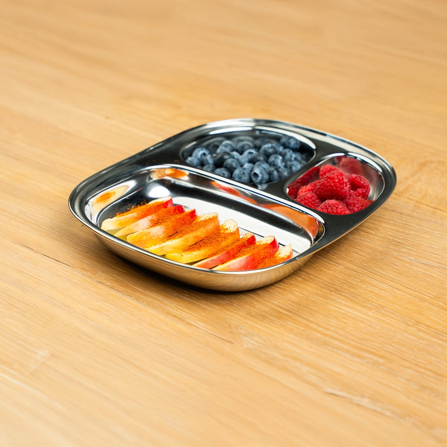 Stainless Steel Children's Plates with Compartments Square