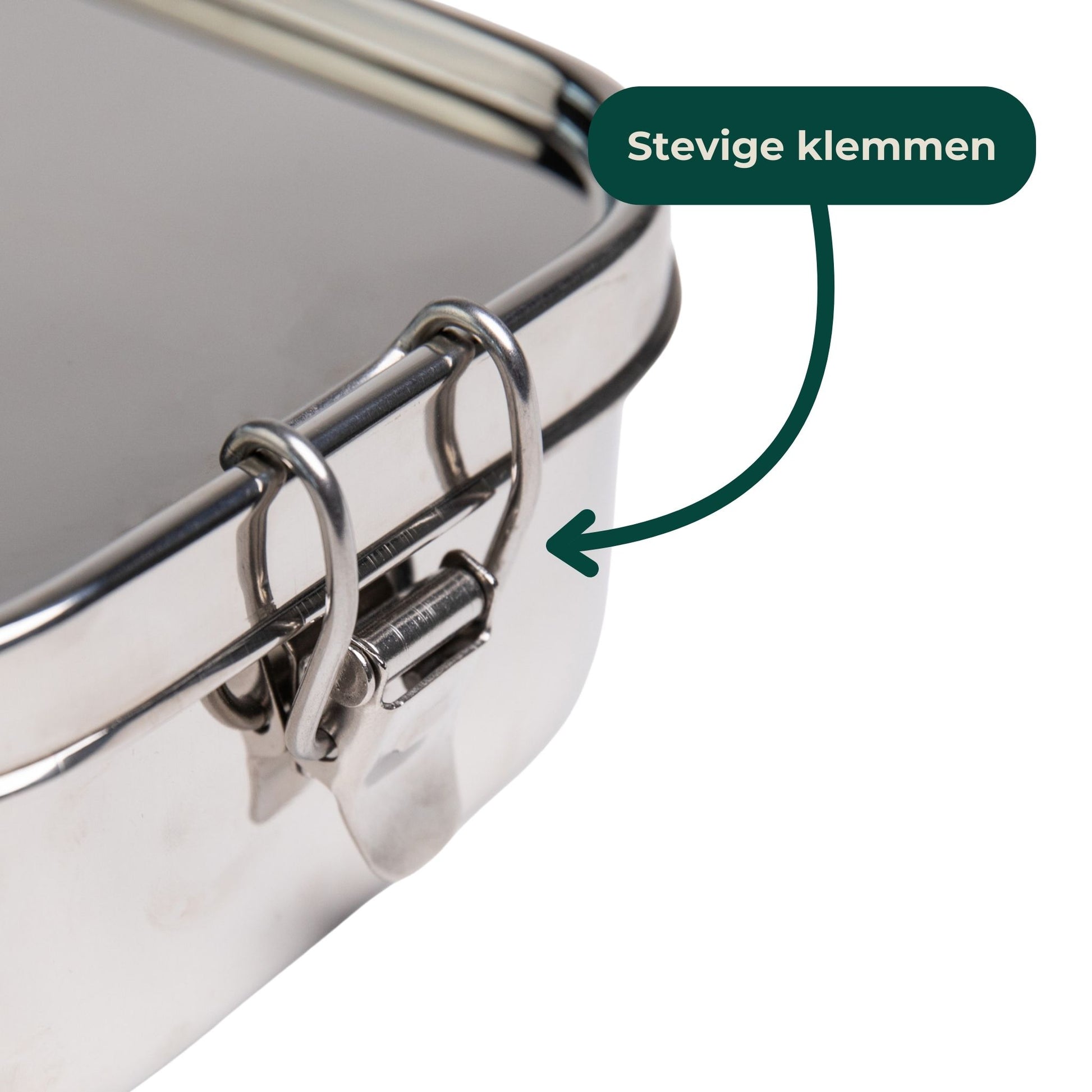 Klem van Waterdichte Vierkante RVS Lunchbox met tekst ballon met Stevige Klemmen