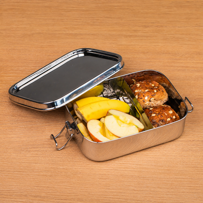 Grande boîte repas étanche en inox avec séparateur