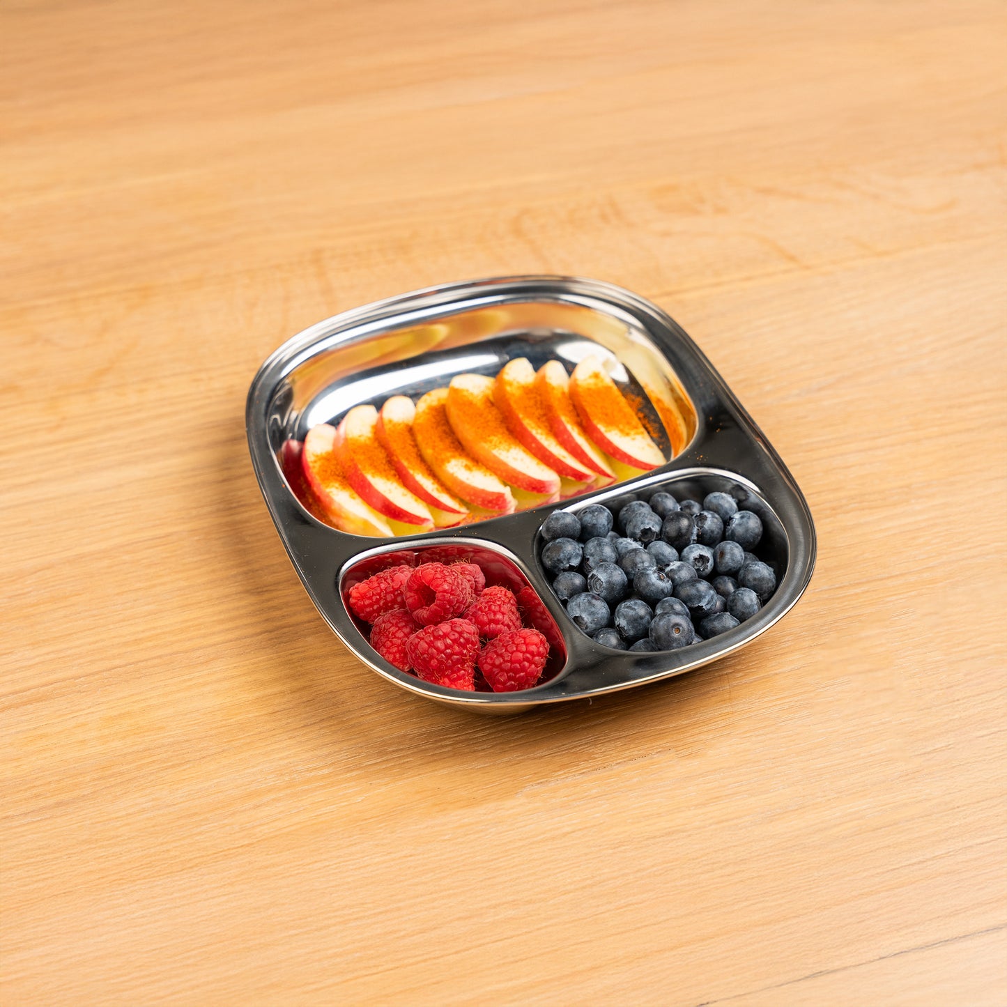 Stainless Steel Children's Plates with Compartments Square