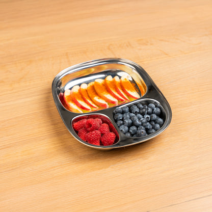 Stainless Steel Children's Plates with Compartments Square