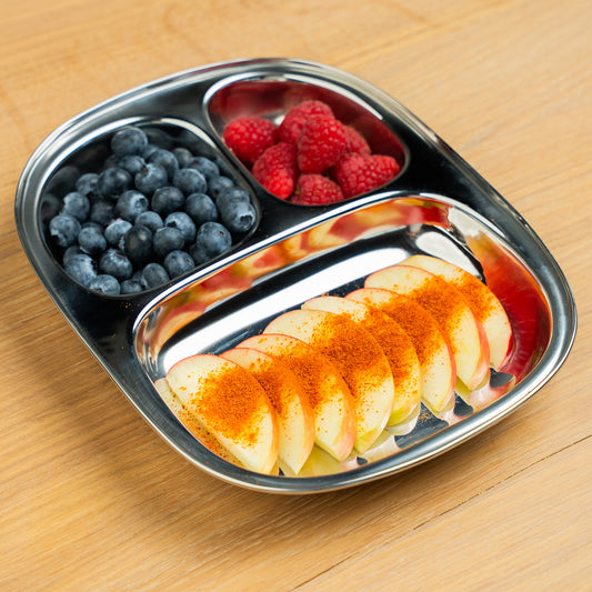 Stainless Steel Children's Plates with Compartments Square