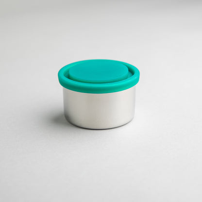 RVS fruitbakje met groene siliconen deksel